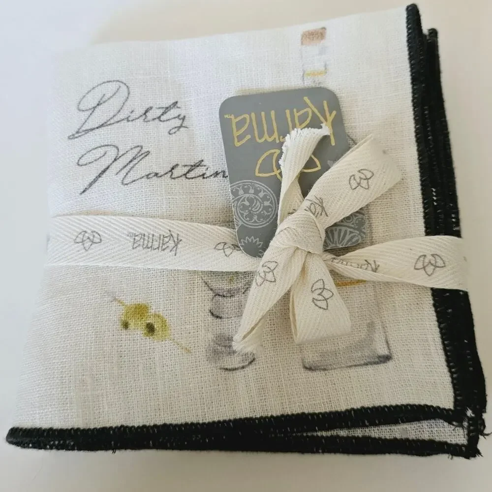 NWT Karma Speakeasy 100% Linen Napkins 4 Count 4 Designs